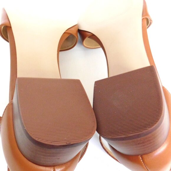 Talbots Open Toe Block 1"  Heel Camel Leather Shoes Sandals Size 7 Ankle Strap - Picture 9 of 10